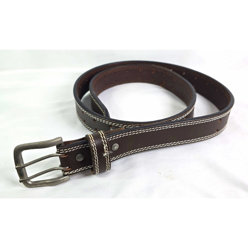 Stone Mountain Men's Belt Brown Size 42 1 1/2" Stitched SS Buckle Adjustable USA